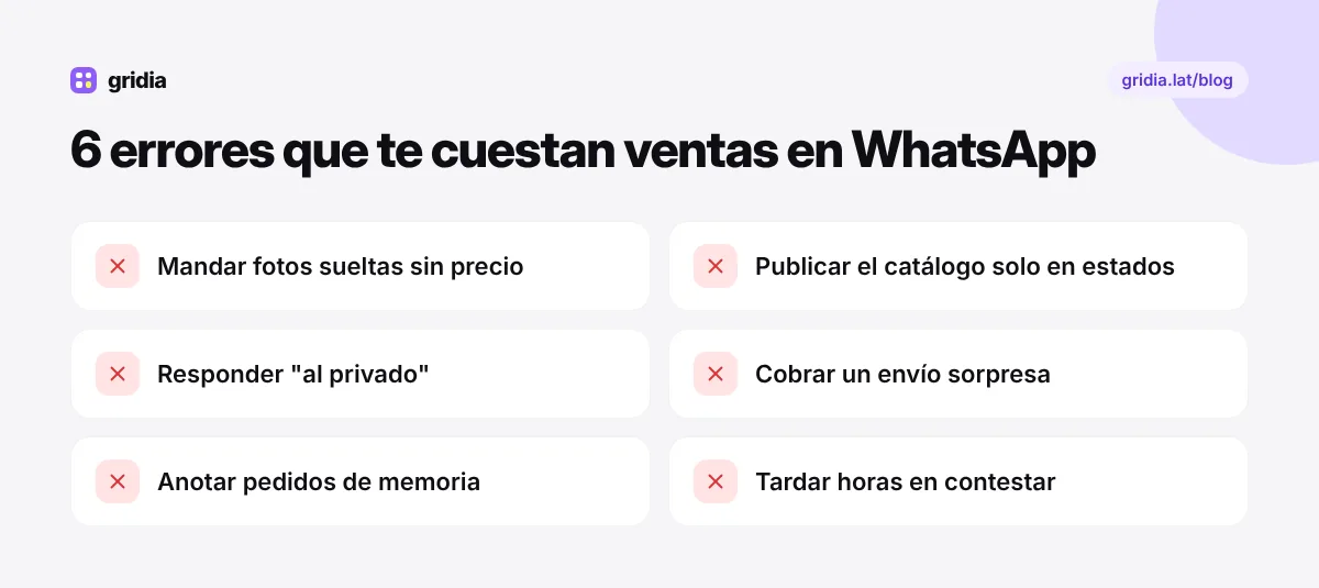 Errores comunes al vender por WhatsApp